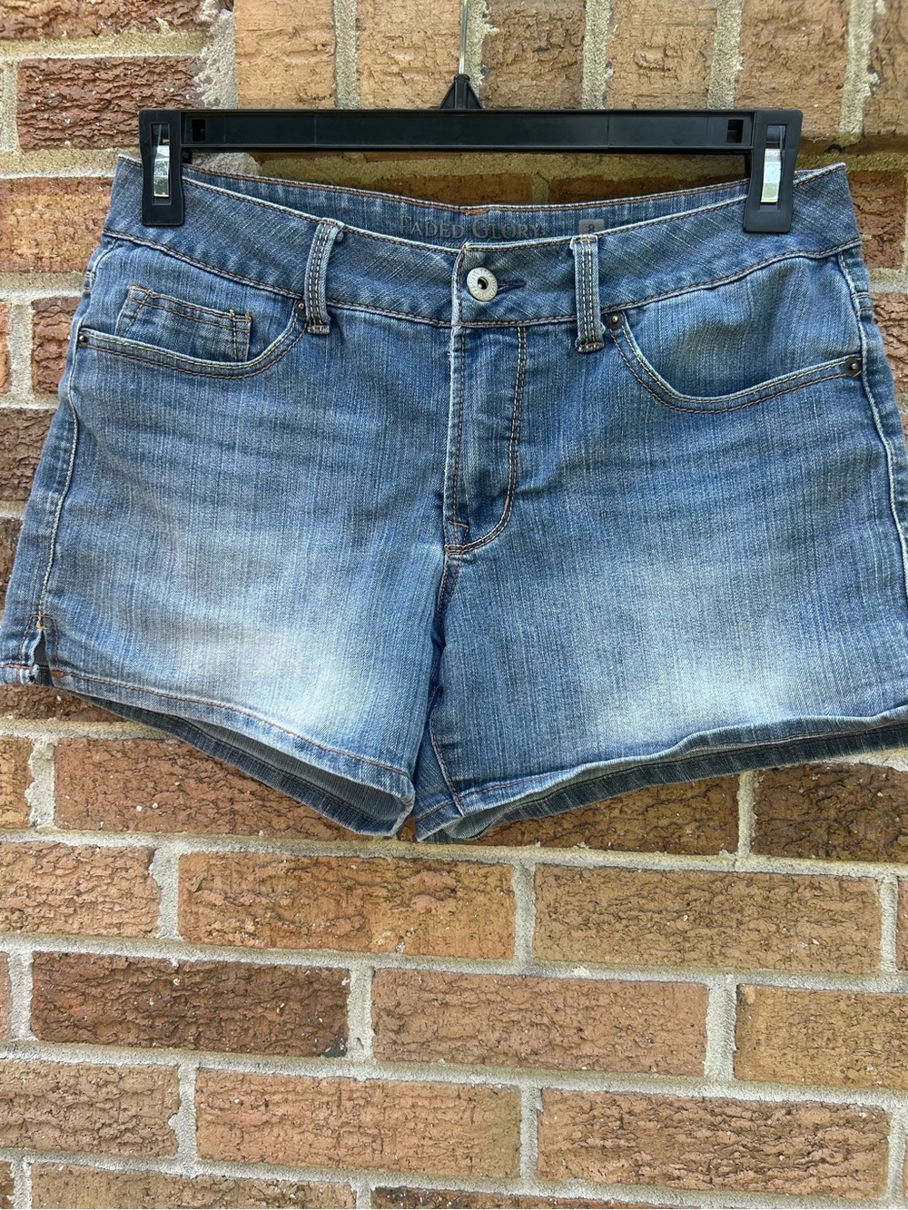 Faded Glory Light Blue Washed Denim Shorts size 8
